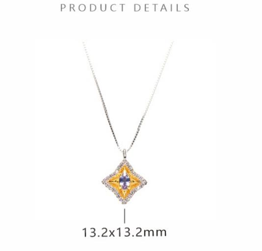 Sterling Silver Natural Garnet Diopside Tanzanite and Gemstone Necklace for Women 